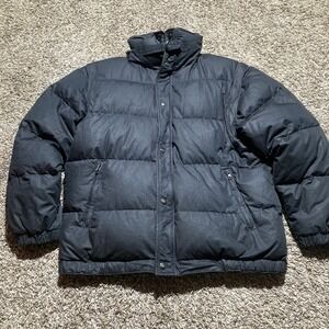 Vintage Brambilla Puffer Mens Large Black Teal embroidered reversible down